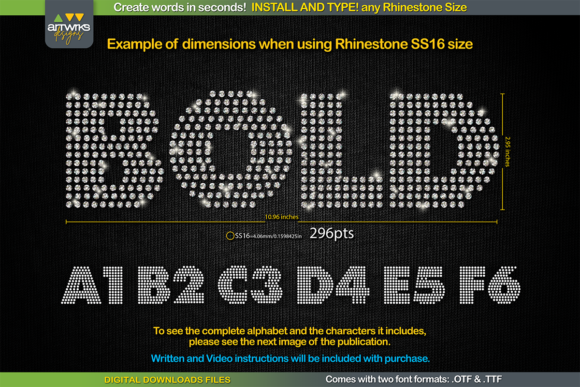 RS04 Modern DIY RHINESTONE TTF Template Font