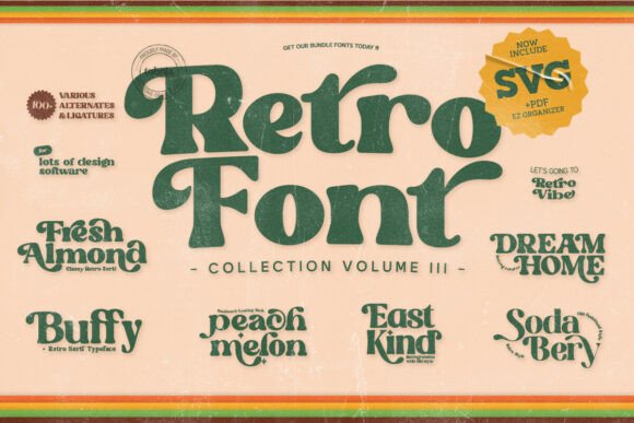 Retro Groovy Bundle Display Font
