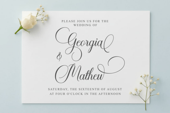 Alignment Script Font-Modern calligraphy Alignment script font featuring elegant swashes, smooth handwritten strokes, and luxurious flowing letterforms.