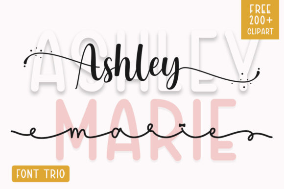Ashley Marie font duo sample: a lovely combination of handwritten script and clean sans serif.
