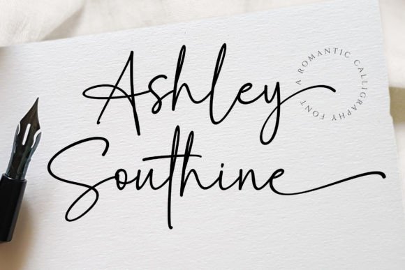 Ashley Southine Script Font sample: elegant handwritten typography for Friendly Brands, Greeting Cards