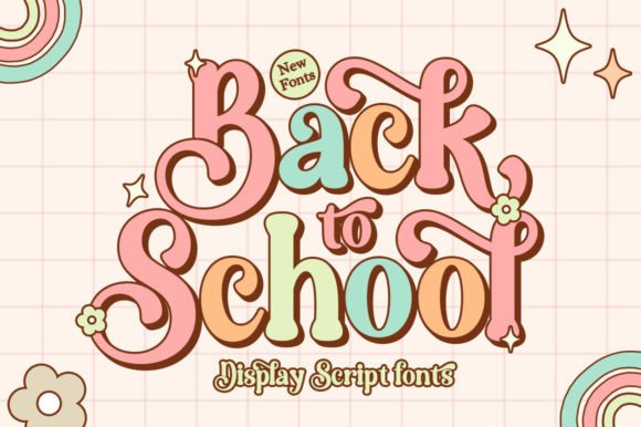 Back to School Sans Serif Font-Retro Typewriter Fonts for headlines: Back To School display font for magazine covers, school-themed logos, and fun vintage branding projects.