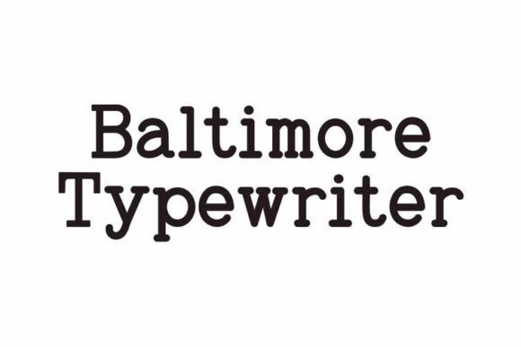 Baltimore Typewriter Pack Font-Visual specimen of 'The Standard Typewriter' font, showing the letters on the keys of a vintage typing machine, highlighting the monospaced and sans-serif design as a key example of historical Typewriter Fonts.