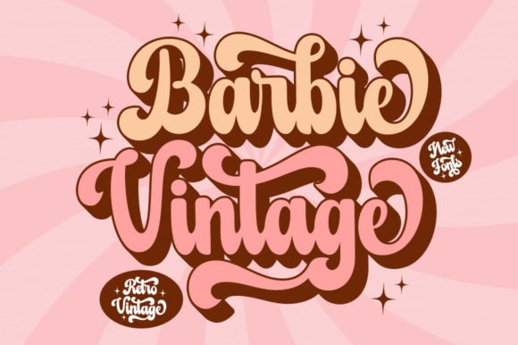 Barbie Vintage Sans Serif Font-Retro Typewriter Fonts for display: Barbie Vintage font for nostalgic brand identity, vibrant poster design, and bold 70s-inspired typography.