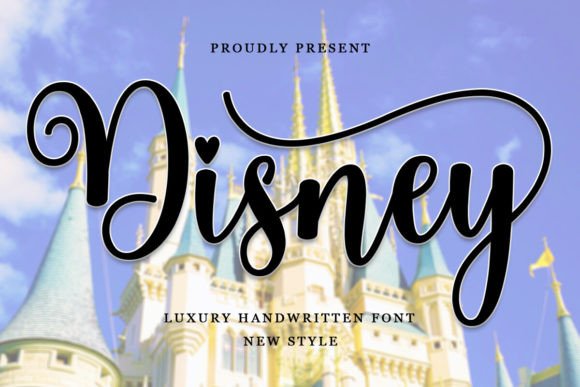 Disney flowing calligraphy script font with smooth lines and beautiful glyphs.
