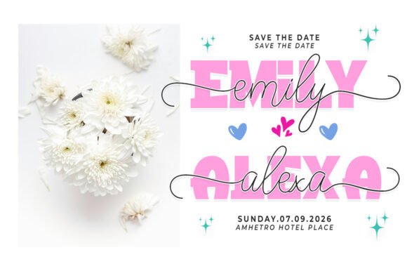 Dream Wedding Duo Script Font-Dream Wedding Duo font specimen showing a harmonious blend of an elegant script and a clean, modern sans serif.