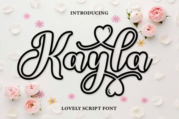 Kayla Outline Script Font sample: elegant handwritten typography for Layered Designs, Cricut Projects