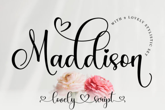 Maddison Script Font-Sweet Maddison script font with casual yet elegant handwritten strokes, perfect for personalized wedding invitations and romantic quotes