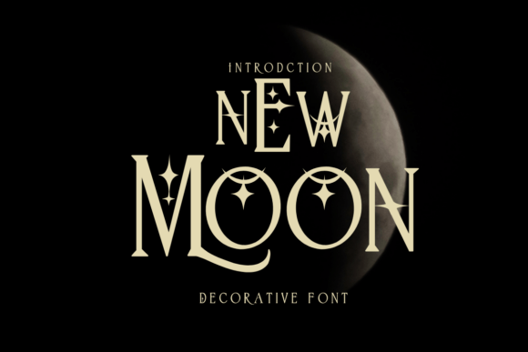 New Moon Decorative Font-Decorative Typewriter Fonts for stationery: New moon font for personal diary layouts, greeting card design, and cozy social media branding.