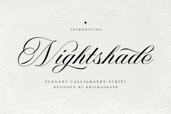 Nightshade Script Font: Bold and mysterious Nightshade script font with expressive strokes for high-end branding, logos, and editorial design.