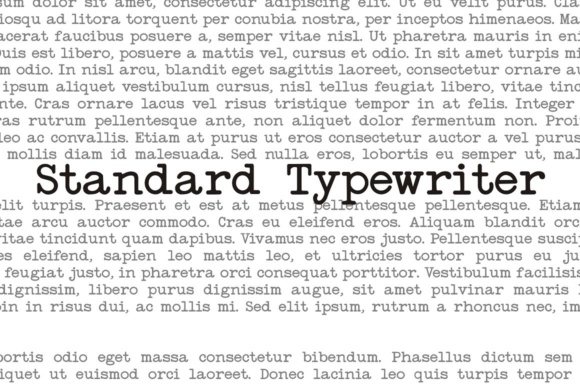 Standard Typewriter Font-A macro photograph of old, weathered typewriter keys with "T", "H", "E", "S", "T", "A", "N", "D", "A", "R", "D", "T", "Y", "P", "E", "W", "R", "I", "T", "E", "R" letters on them, with the keys in the center spelling out the font name, set against a blurred background of a traditional desk.