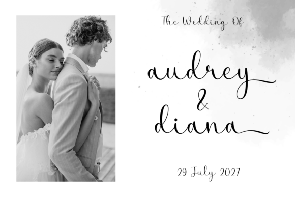 Wedding Beauty Script Font: Elegant and romantic Wedding Beauty calligraphy font with soft strokes for luxury wedding invitations and formal stationery.
