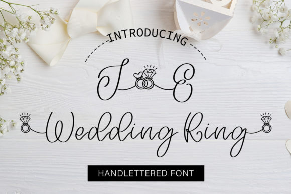 Wedding Ring Script Font-Best Script Fonts for DIY weddings: Wedding Ring typeface for handmade invitations, place cards, and wedding crafts.