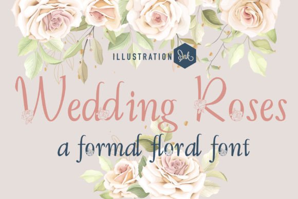 Wedding Roses Script Font-Decorative Script Fonts: Wedding Roses typeface with floral ornaments, ideal for romantic wedding invitations and elegant event decor.