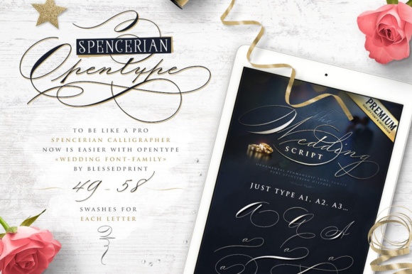 Wedding Script Font-Ornate and striking The Wedding Script font with elegant decorative swirls and bold calligraphic strokes.