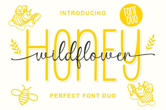 Wild Flower Honey Duo Script Font-Modern Honey Wildflower script fonts and sans-serif pairing, ideal for cheerful branding, wedding invitations, and social media quotes
