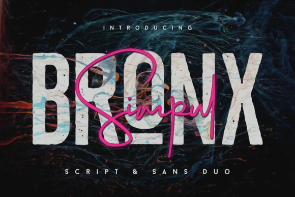 Bronx Simpul Duo Font - A typography showcase of Bronx Simpul Sans-Script Font Duo, featuring a clean modern script paired with an elegant serif font, creating a stylish layout perfect for pairing with contemporary Sans Serif Fonts in branding and logo design.