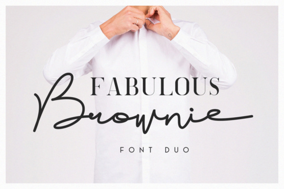 Brownie Duo Font - A typography showcase of The Brownie Duo font package, featuring a classy contemporary script paired with a sophisticated serif font layout that complements modern Sans Serif Fonts.
