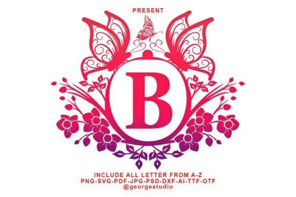 Butterfly Monogram font with ornamental flourishes for personalized Cricut mug and gift designs