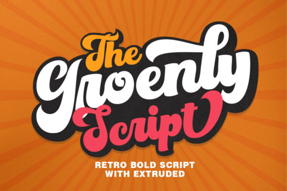 Groenly Script retro cursive font with wide connected loops suitable for Cricut vinyl projects