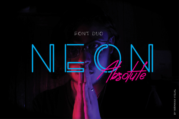 Neon Absolute Duo Font - Neon Absolute font duo display featuring a retro 1980s-inspired script and a clean modern sans font, showing an elegant typographic layout that beautifully complements trendy Sans Serif Fonts.