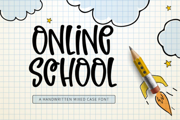 Online School rounded font sample ideal for classroom labels and back to school Cricut crafts