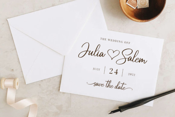 Romantic calligraphy typeface Randy Sofia shown in flowing connected cursive lettering