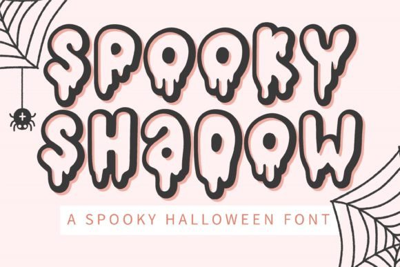 Spooky Shadow bleeding display typeface used for a horror-themed t-shirt design graphic.