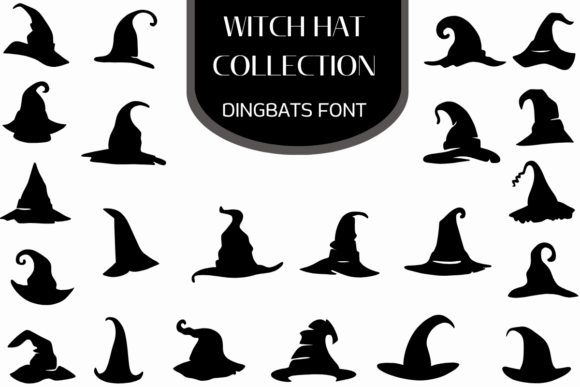 Witch Hat Collection decorative dingbat font with sorcerer silhouettes.