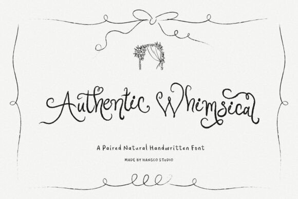 Authentic Whimsical curly script font with decorative swashes