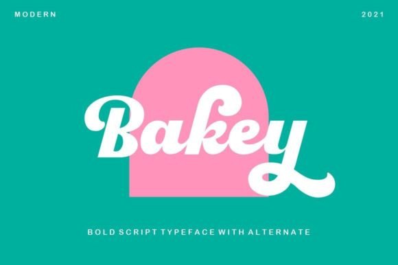 Bakey retro bold script lettering font inspired by 60s and 70s lettering