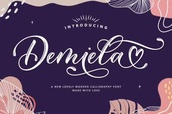 Demiela Script romantic sweet calligraphy lettering font for wedding decor