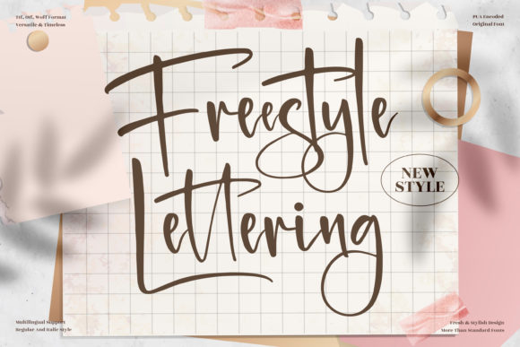 Freestyle Lettering thin handwritten lettering font with rounded letters