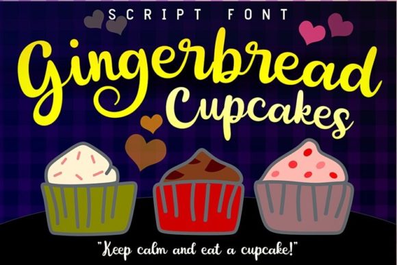 Gingerbread Cupcakes Font charming script for wedding invitations and cards
