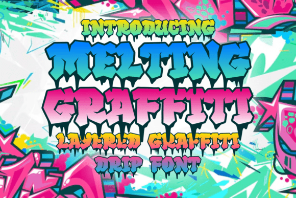 Melting Graffiti Font layered drip style with urban street-inspired aesthetics