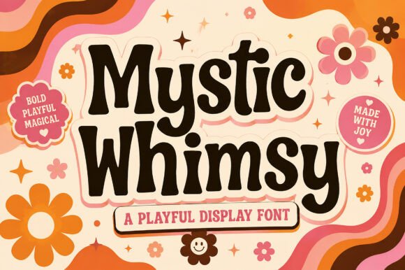 Mystic Whimsy retro display font sample for playful invitations