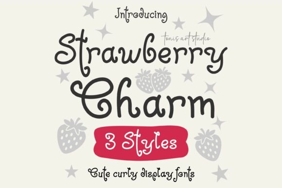 Strawberry Charm whimsical font family in regular bold and lite styles