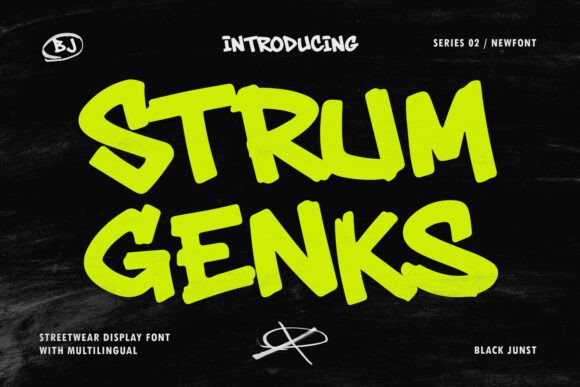Strum Genks Font bold graffiti display with raw street energy and expressive lettering