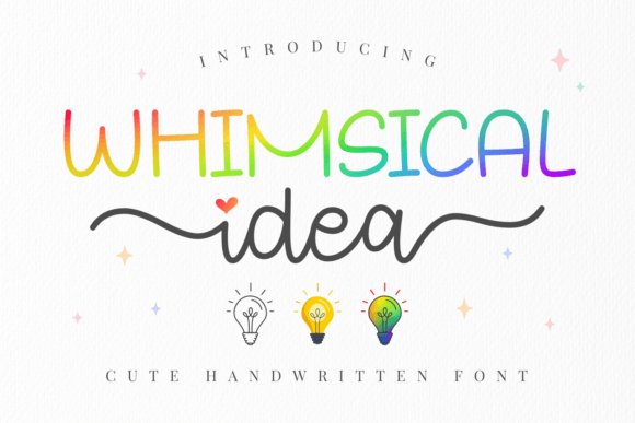 Whimsical Idea handwritten font sample with connected lowercase script