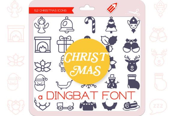 Christmas Icons dingbat font with outline and filled styles