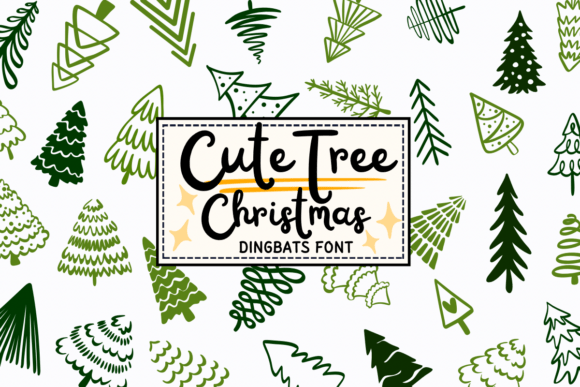 Cute hand-drawn Christmas tree dingbat font variations