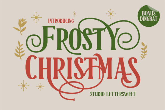 Frosty Christmas font with elegant swirls and vintage serifs