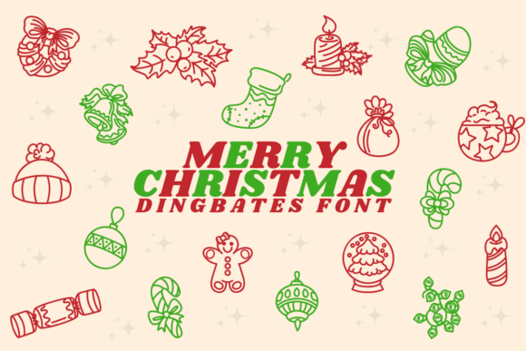 Merry Christmas sketch-style dingbat font for DIY crafts