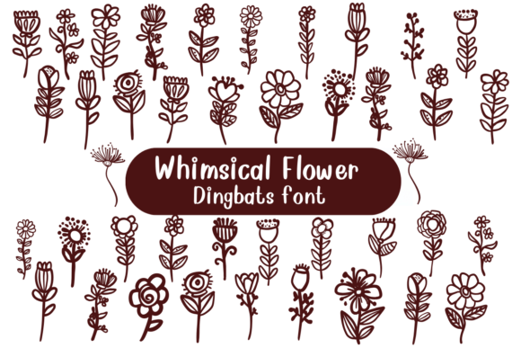 Whimsical Flower dingbats font for wedding crafts
