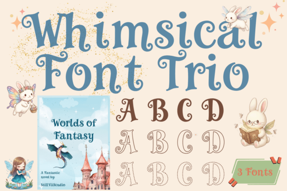 Whimsical Fairy Tale Font Trio for magical crafting