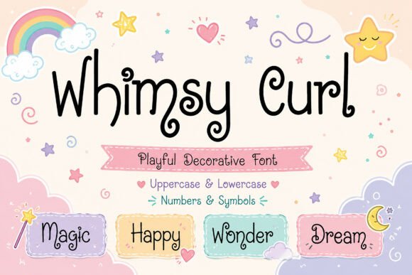 Whimsy Curl playful decorative font for crafting
