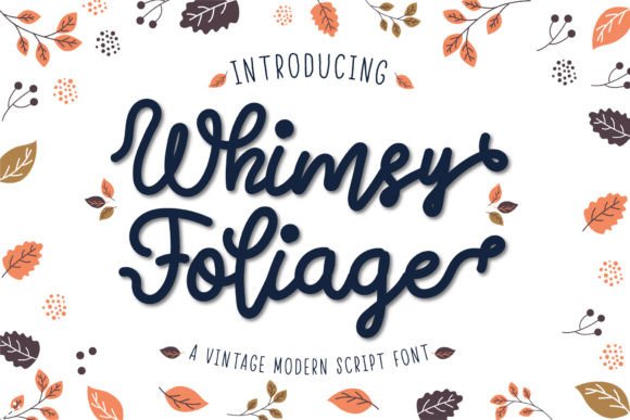 Whimsy Foliage script font for retro crafting
